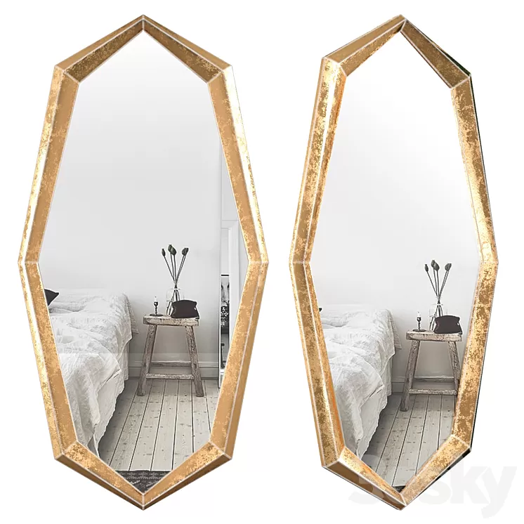 Gold Octagonal Mirror - Eichholtz Narcissus 112695 3D Model