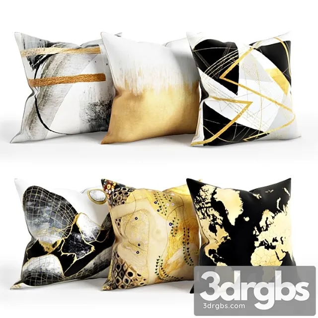 Gold Pillow Set 003 3D Model Free