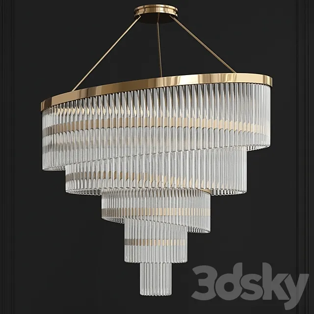 Gold Plated Spiral Crystal Designer Chandelier 3D Model
