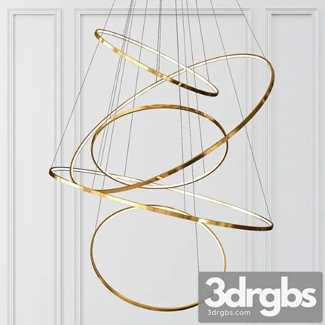 Gold ring chandelier 5 3D Model Free