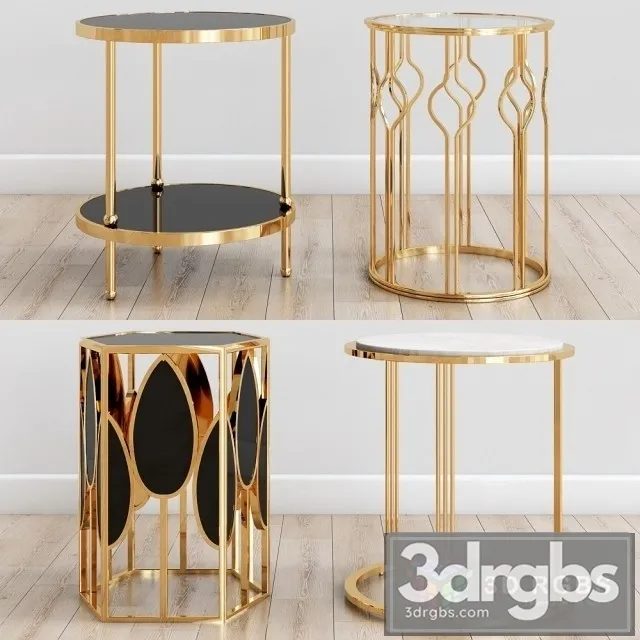Gold Side Table 3D Model Free
