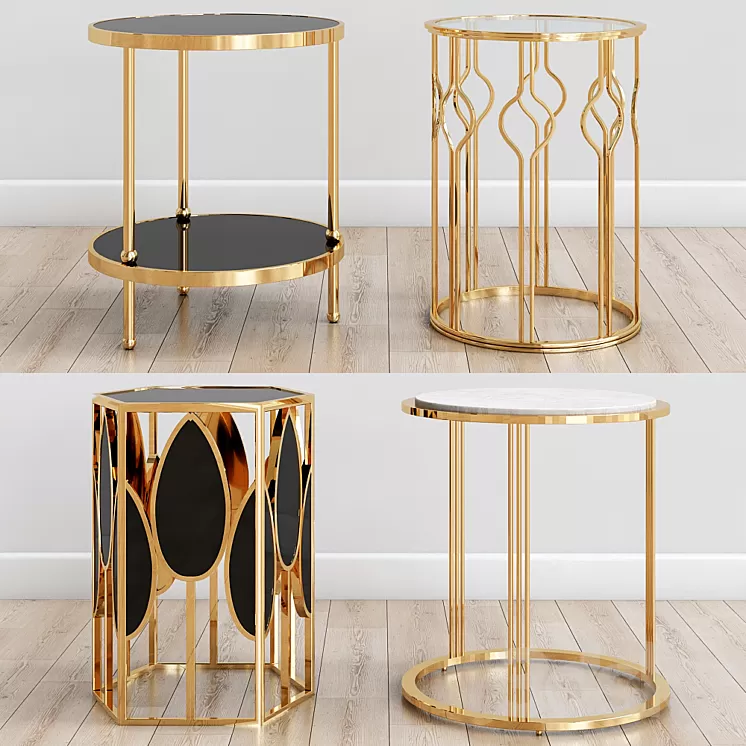 Gold side tables 3D Model