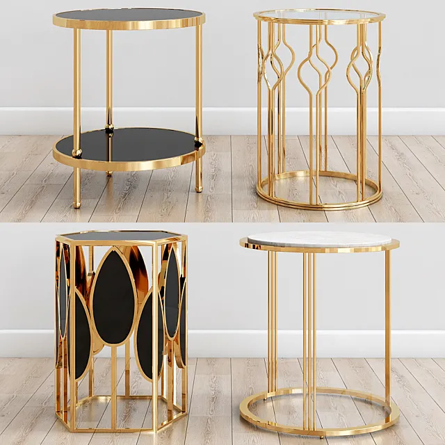Gold side tables 3DModel