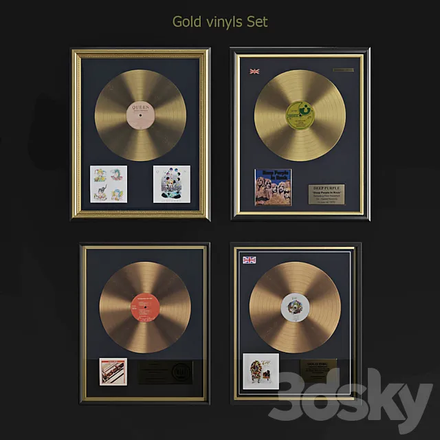 Gold vinyls set 3D Model