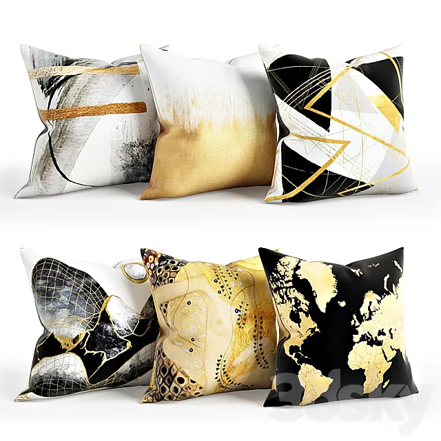 Gold_Pillow_Set_003 3DModel