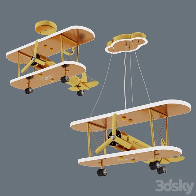 Golden chandelier airplane 3D Model