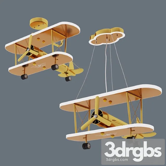 Golden chandelier airplane 3D Model Free