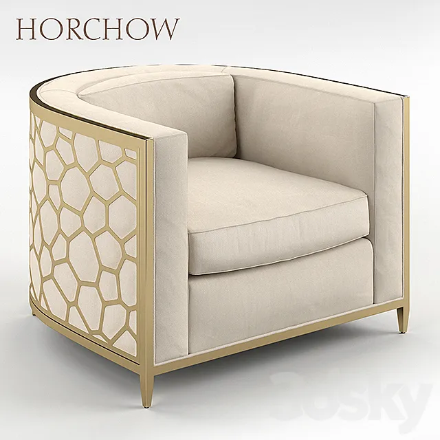 Golden Curved Chair Horchow 3D Model