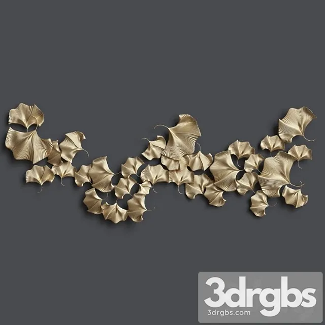 Golden Ginkgo Leaves 3D Model Free