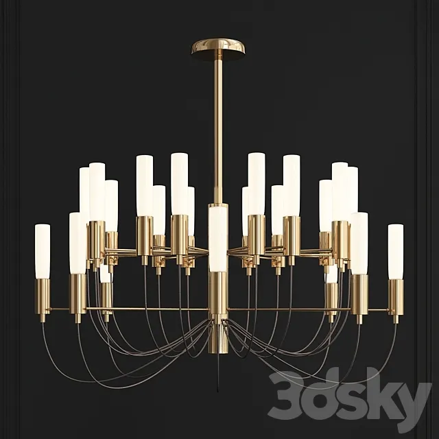 Golden Iron Led Chandelier 3DModel