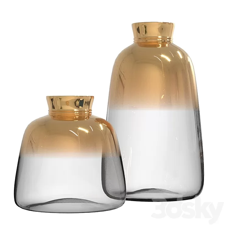 Golden vases gradient 3D Model