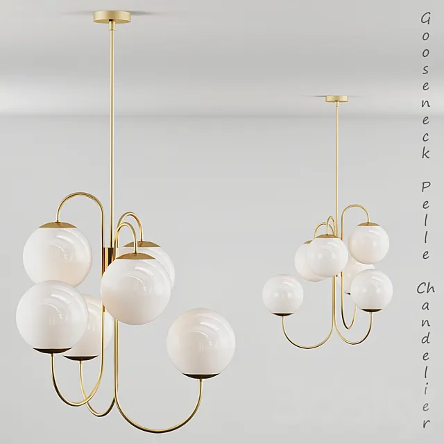 Gooseneck pelle chandelier 3D Model
