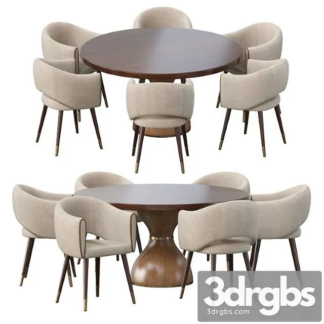 Grace armchair and point reyes botticelli large round dining table 2 3D Model Download