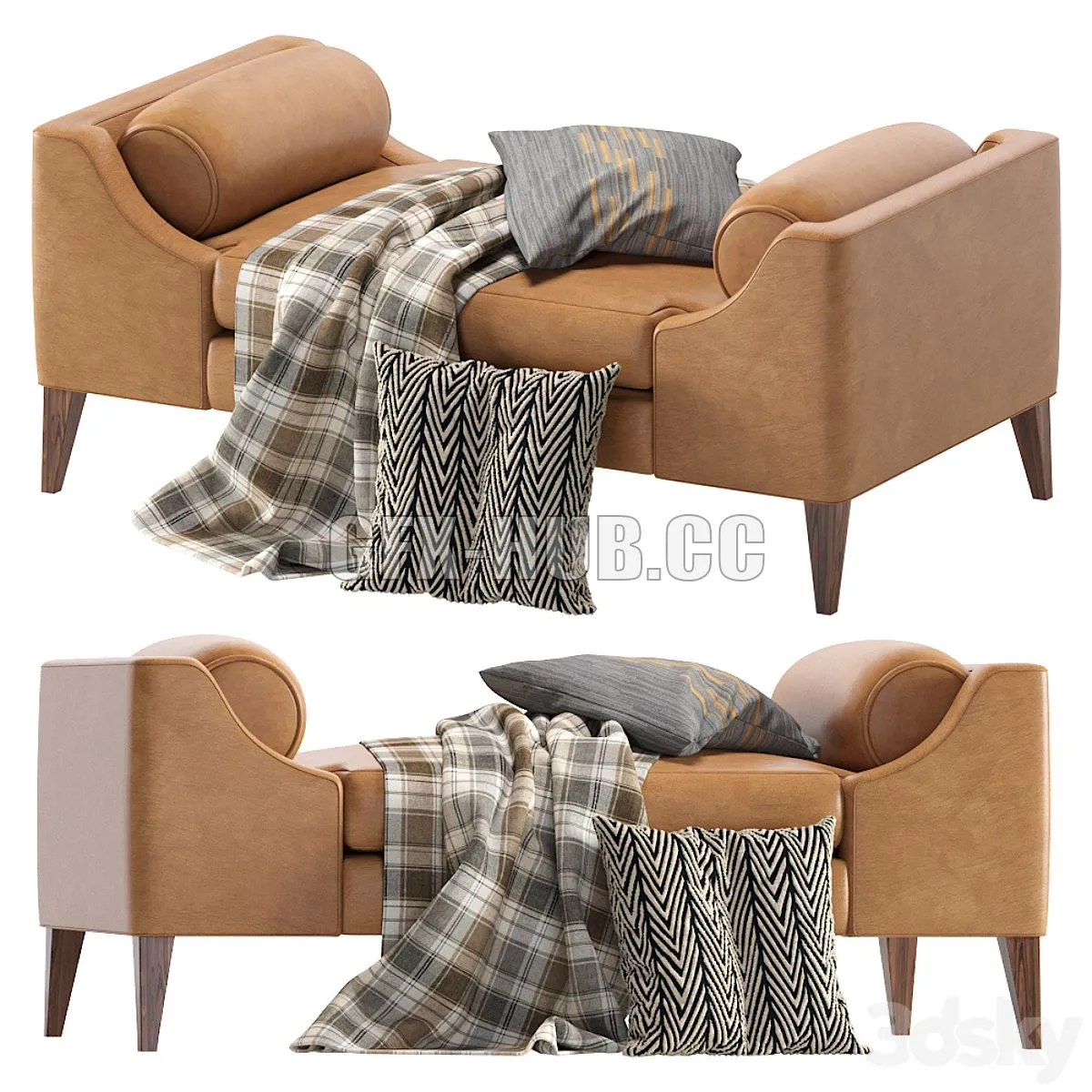 Grace Bench Leather 3D Model