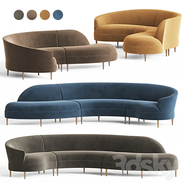 Grace Serpentine Sectional Sofa 3D Model