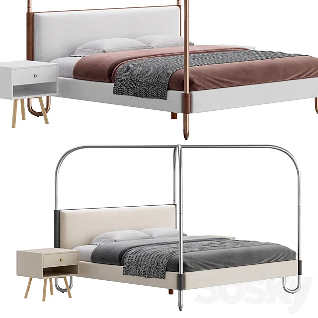 Gracia King Upholstered Canopy bed 3D Model