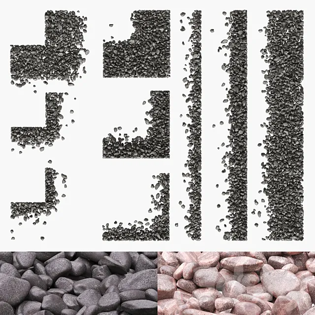 Gradient Pebbles Paths 01 (16-54 mm) 3D Model