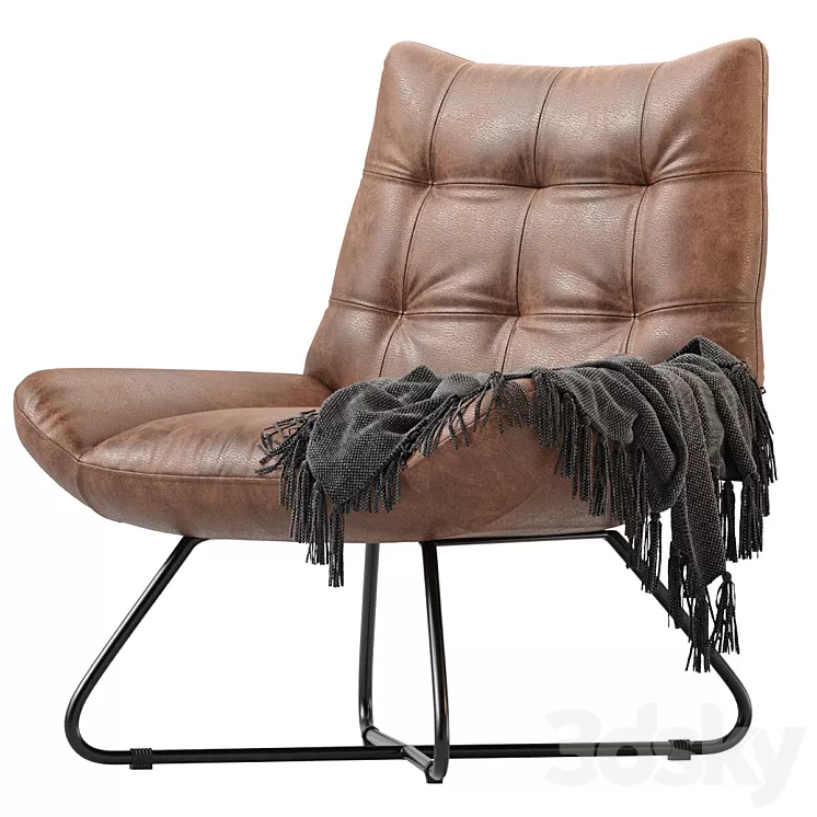 GRADUATE LOUNGE CHAIR OPEN ROAD BROWN LEATHER 3D Model Free