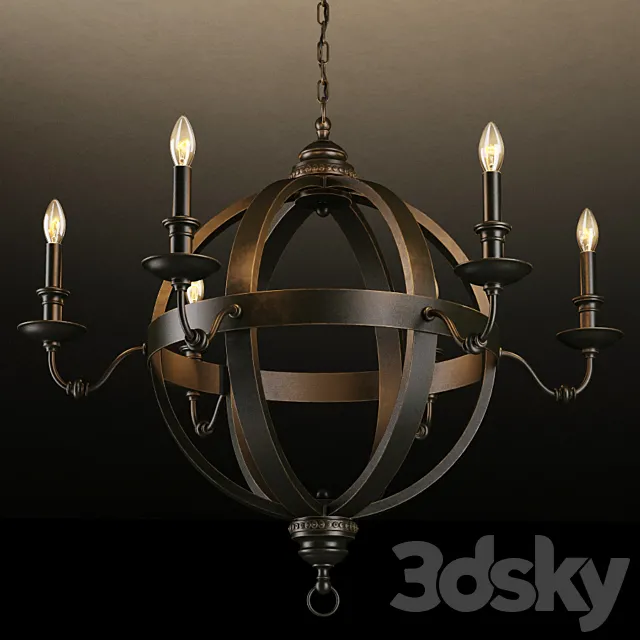 GRAMERCY HOME - MEDIEVAL METAL ORB CHANDELIER CH029-8-ABG 3D Model