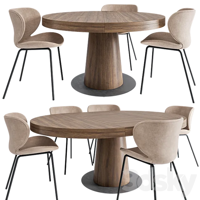 Granada dining table and Hamilton chair 3D Model