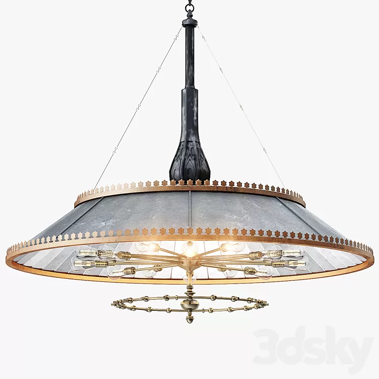 Grand 1800s Wheeler Mirrored Lamp 3D Model