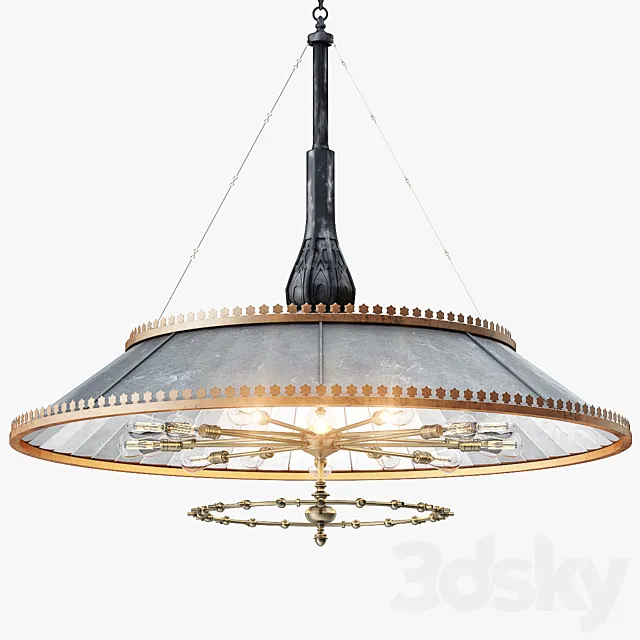 Grand 1800s Wheeler Mirrored Lamp 3DModel