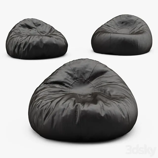 Grand Leather Bean Bag Chair 3D Model
