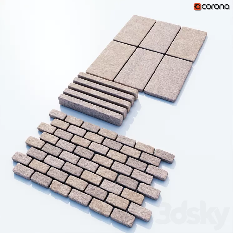 Granite paving stones 3D Model