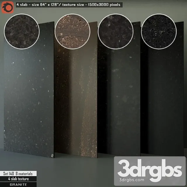 Granite slab set 148 3D Model Free
