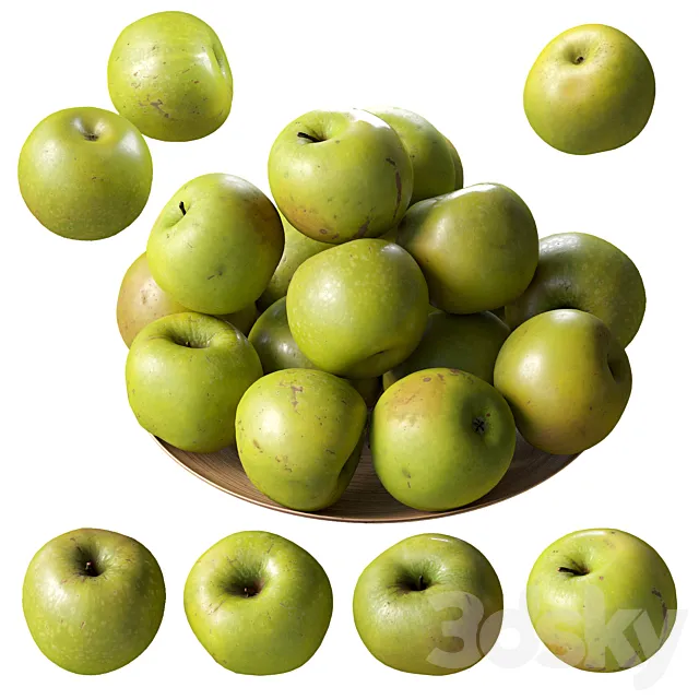 Granny Smith Apples. 4 models 3DModel
