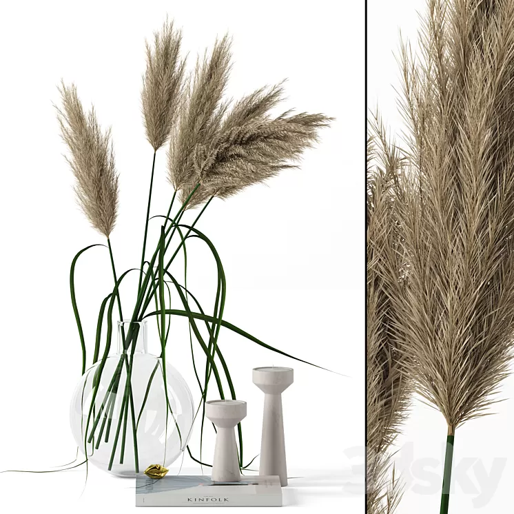 Grass in round vase 3D Model