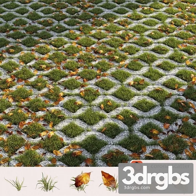 Grass In The Square Brick 2 3D Model Free
