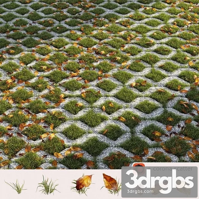 Grass in the Square Brick 3D Model Free
