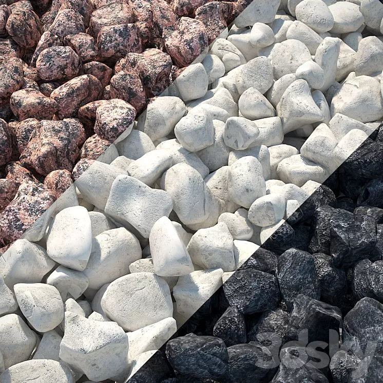 Gravel Red Granite Limestone Basalt 3D Model