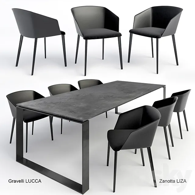 Gravelli table + Zanotta chair 3DModel