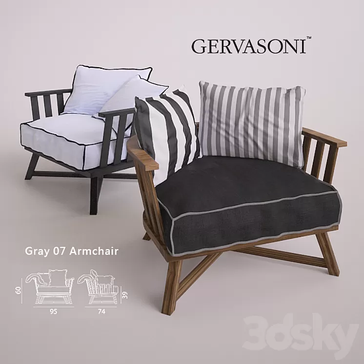 Gray 07 Armchair by Gervasoni - Two Types 3D Model