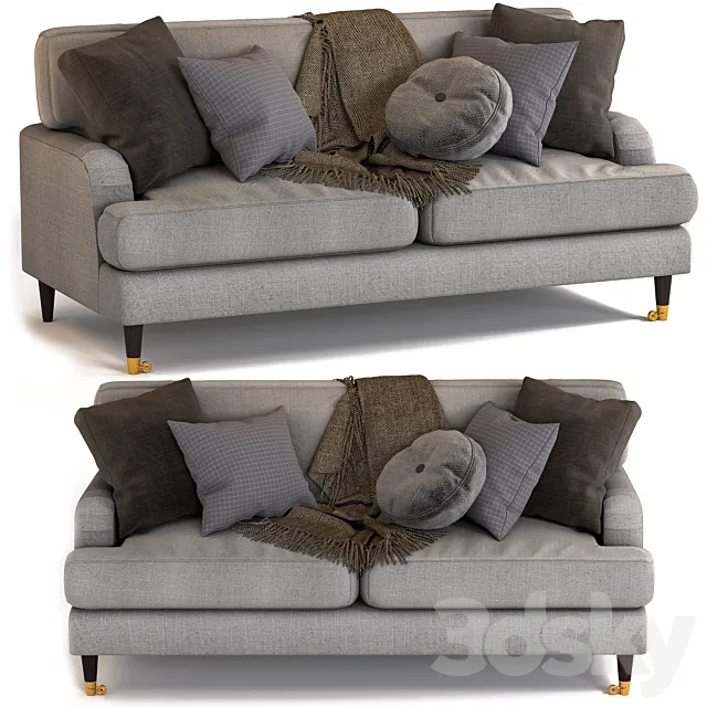 gray 3 seater sofa in woven fabric – payton 3D Model