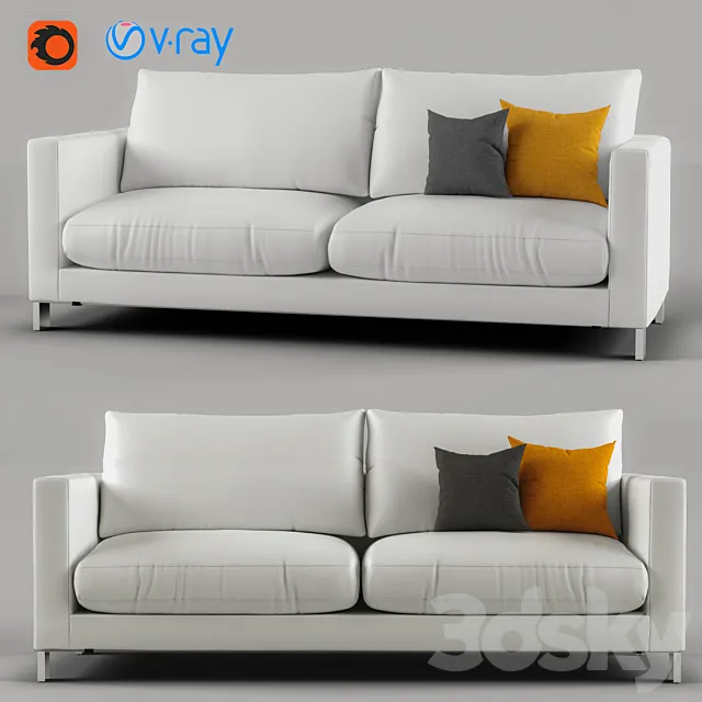 Gray and orange modern lounge 3D Model
