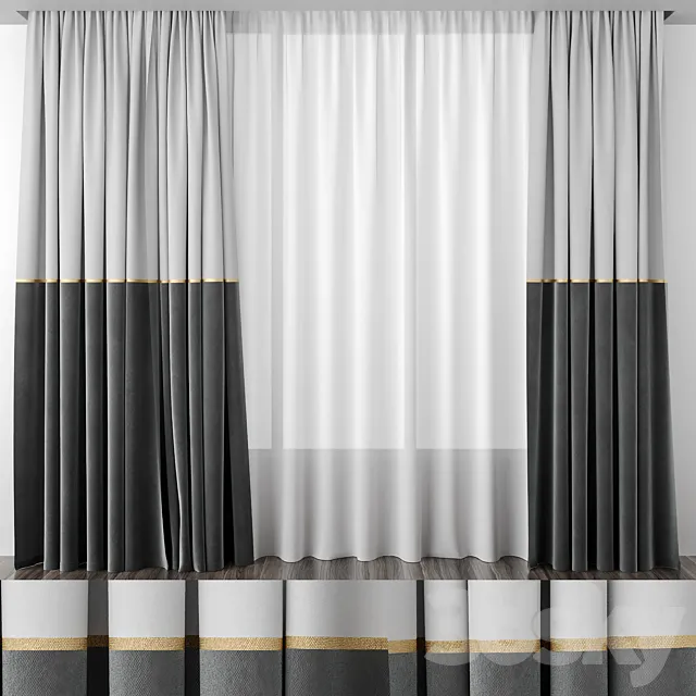 Gray curtains 50_50 3DModel