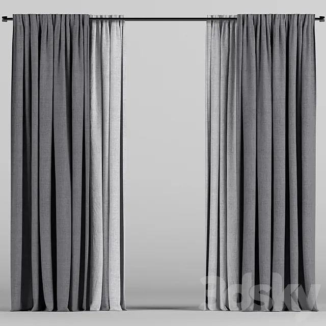 Gray curtains in two colors. 3D Model