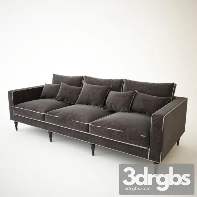 Gray Fabric Moderm Sofa 3D Model Free