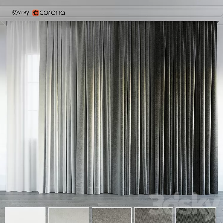 gray gradient curtain. 3D Model