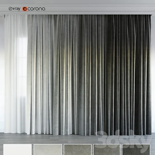 gray gradient curtain. 3DModel
