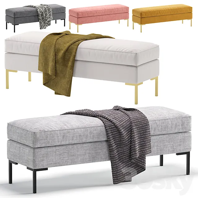 Gray Kona Bench 5 Colors Version_Банкетка Kona серого цвета 3D Model