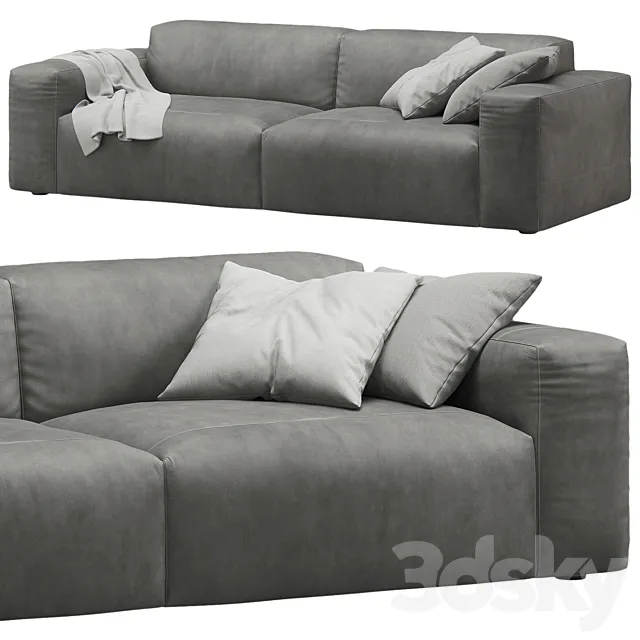 Gray Leather 2seat Cloud Sofa by Prostoria 3DModel