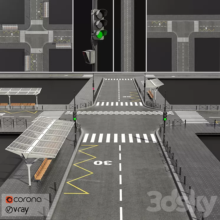 Gray street 3D Model