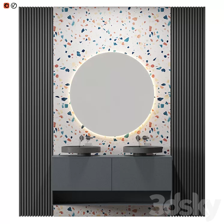Gray Terrazzo Bathroom 3D Model