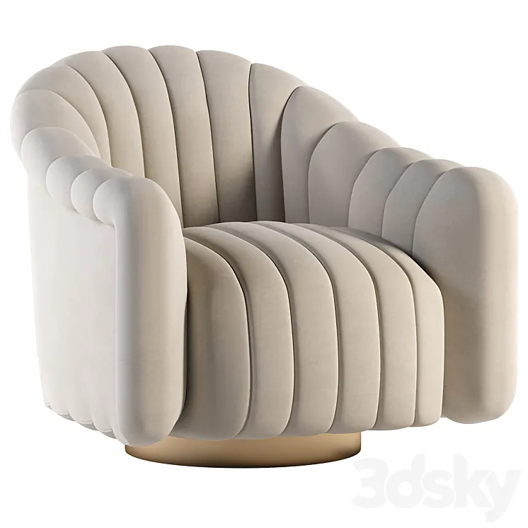 Gray Velvet Swivel Chair 3D Model Free