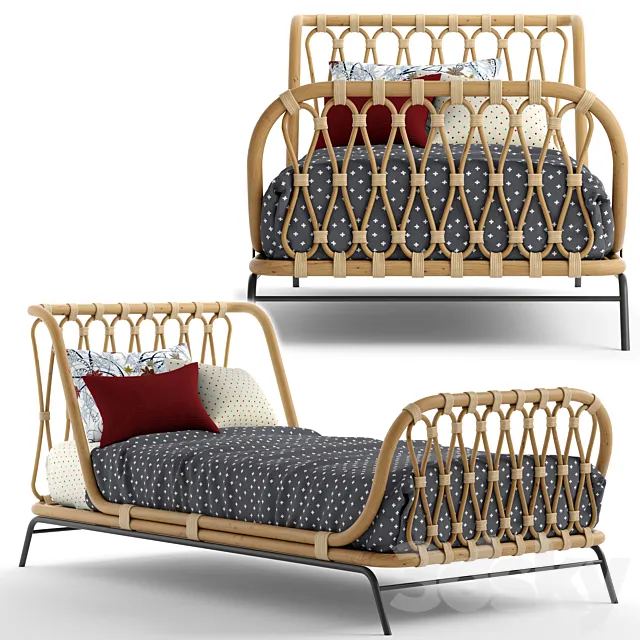 Great & Barrel_Rattan kids bed 3D Model