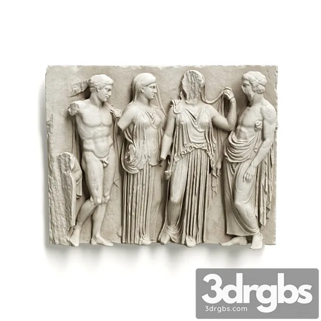 Greek Attic Relief Wall Panel 3D Model Free